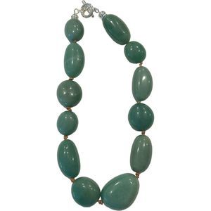 Vintage Ralph Lauren Signed Chunky Aventurine Necklace on Rope ~ 9"